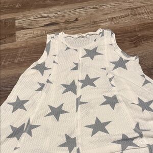 Peach Love California White and Gray Star Tank Top